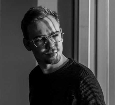 black and white image of person - Custom Homes