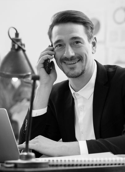 Black and white image of person - Custom Homes