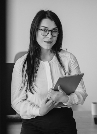Black and white image of person - Custom Homes