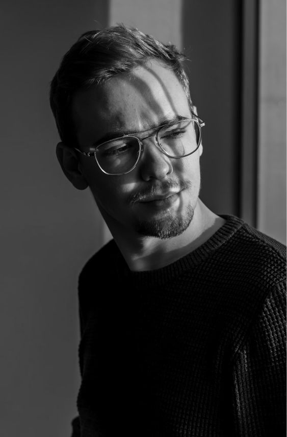 Black and white Image of Person - Custom Homes