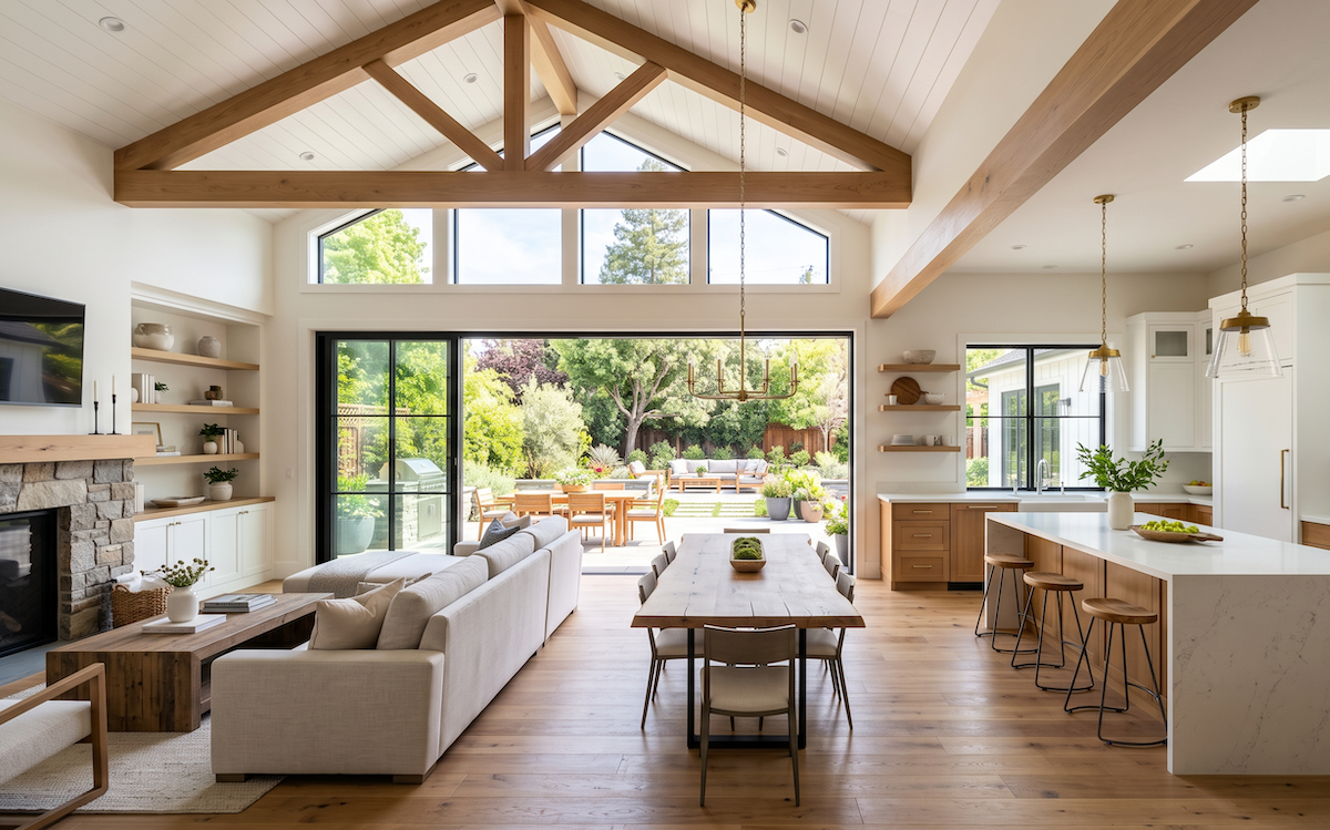 An open-plan custom home interior