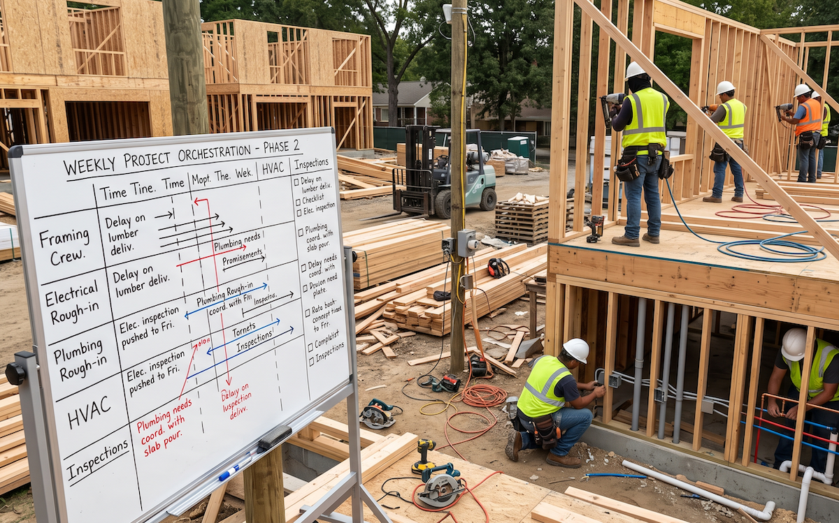 An overwhelmed residential construction site